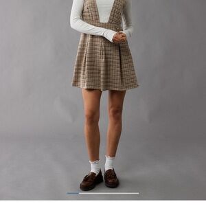 American Eagle Outfitters Tan Plaid Mini Dress